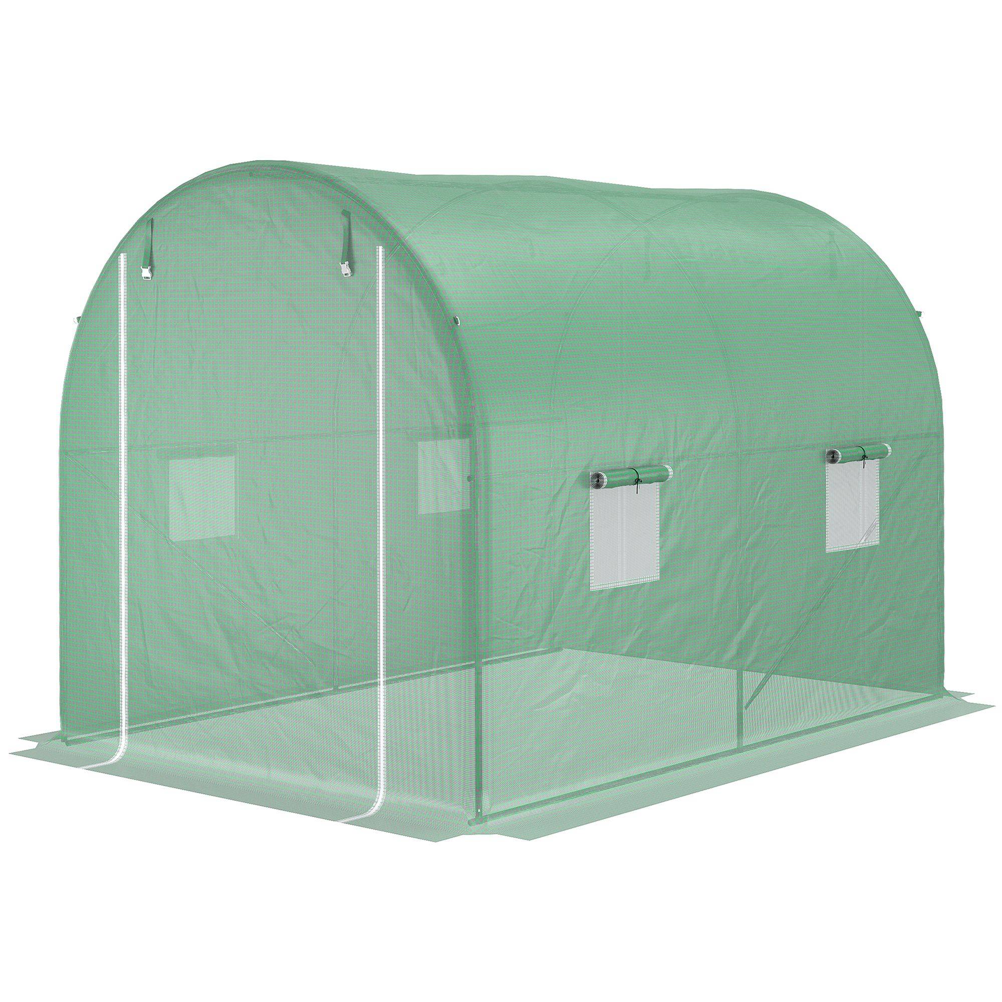 ComfortXL - Serre de Jardin Tunnel 6m² Acier galvanisé renforcé Porte zippée et 4 fenêtres 3x2x2,10m Vert - ComfortXL Outdoor Living - Image 2
