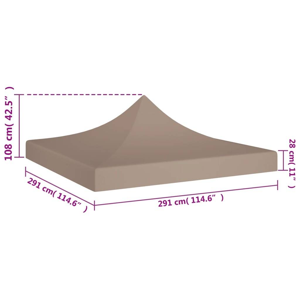 Maison Chic - Toile de rechange - toile pour tonnelle tente 3x3 m Taupe 270 g/m² - Meuble Pro - Imagen 5