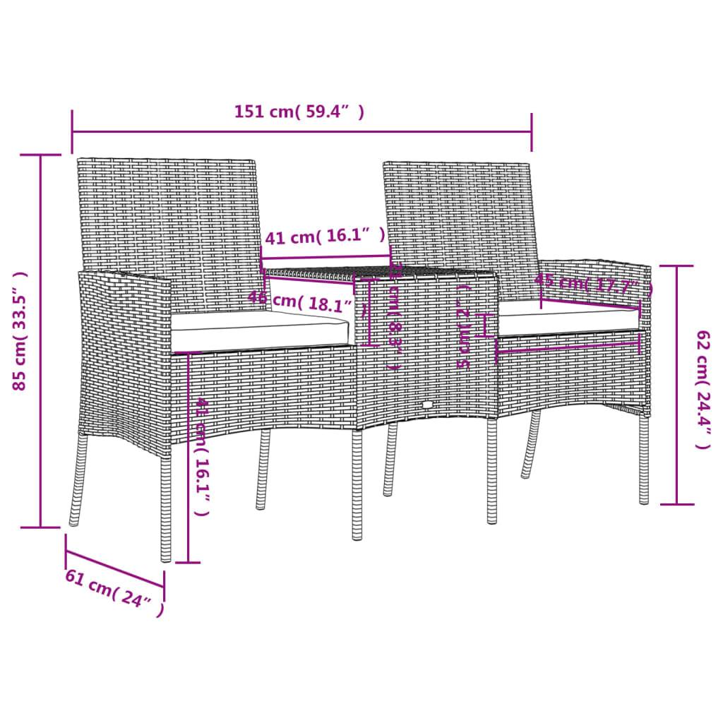 Canapé jardin | Canapé D'extérieur | Sofa De Jardin 2 places et table basse Résine tressée Anthracite Maison Chic - Image 5