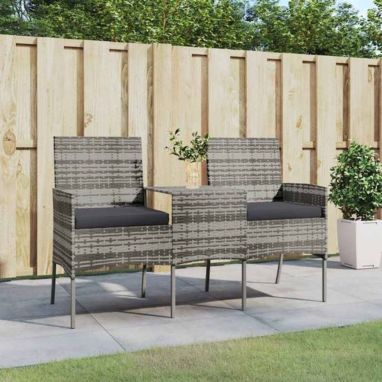 Canapé jardin | Canapé D'extérieur | Sofa De Jardin 2 places et table basse Résine tressée Anthracite Maison Chic - Image 2