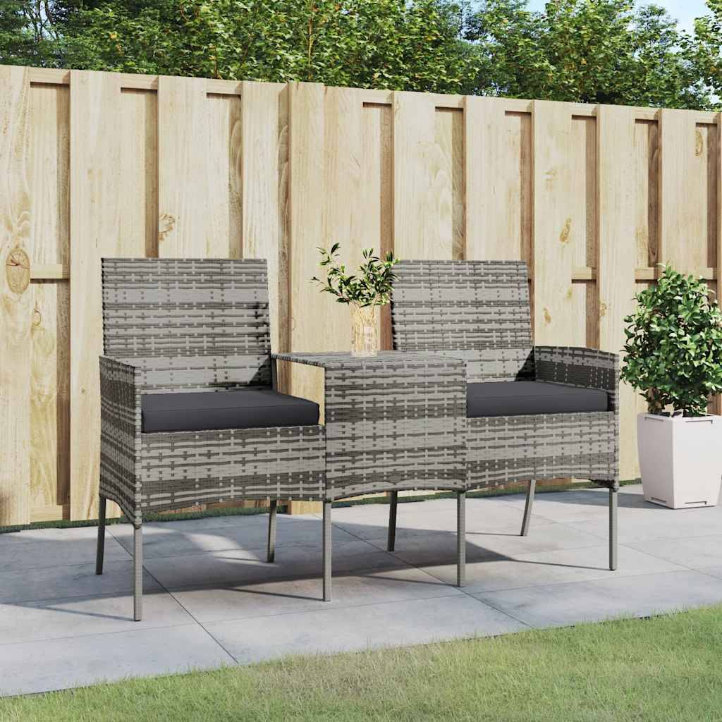 Canapé jardin | Canapé D'extérieur | Sofa De Jardin 2 places et table basse Résine tressée Anthracite Maison Chic - Image 2