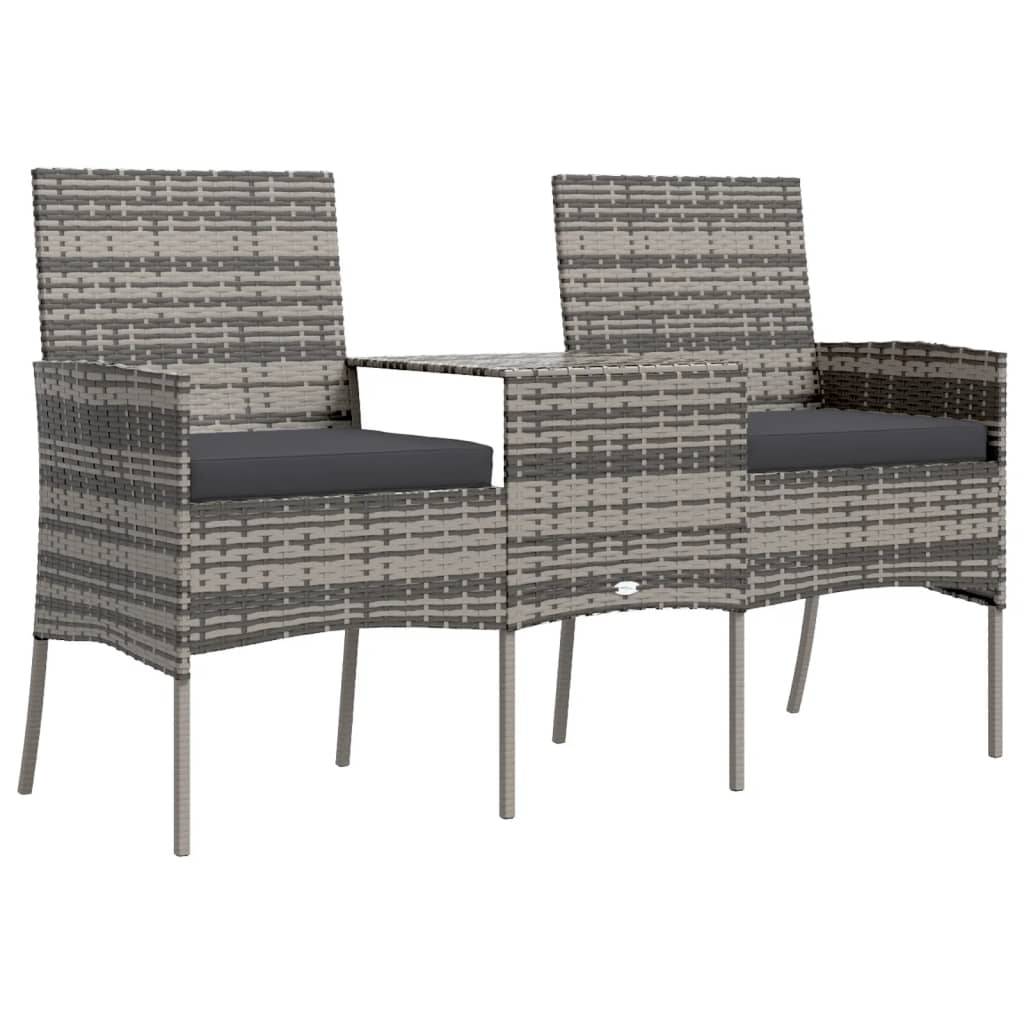 Canapé jardin | Canapé D'extérieur | Sofa De Jardin 2 places et table basse Résine tressée Anthracite Maison Chic - Image 1