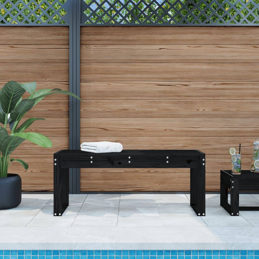Maison Chic - Banc de jardin - Banc d'extérieur - Banquette noir 110x38x45 cm bois massif de pin - Imagen 2
