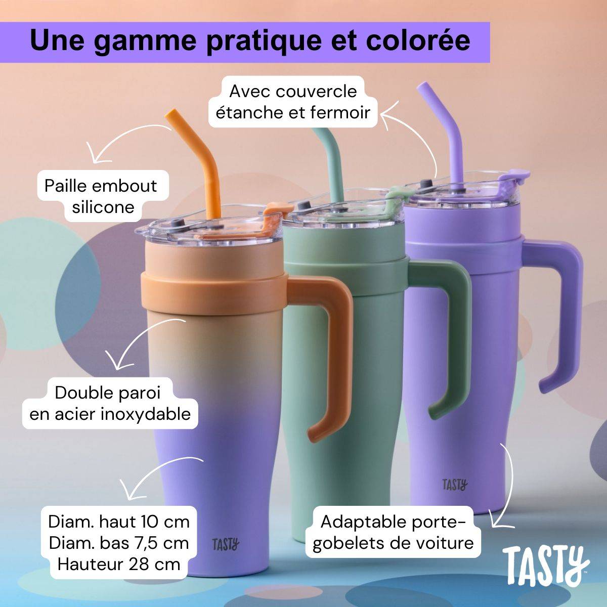 Gobelet isotherme 1200 ml lilas Tasty - Image 3