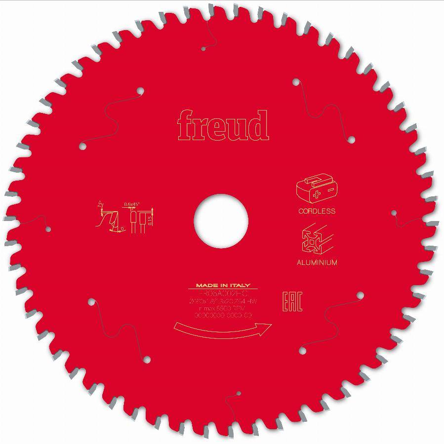 Lame pour scie circulaire portative sans fil FREUD - Ø160 1,8/1,3 AL20 Z54 TP 0° - F03FS10085 -FR06A002HC - Imagen 2