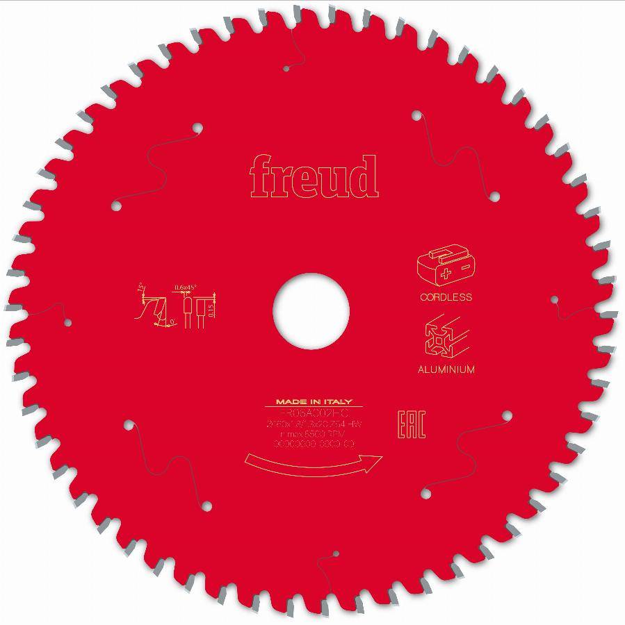 Lame pour scie circulaire portative sans fil FREUD - Ø160 1,8/1,3 AL20 Z54 TP 0° - F03FS10085 -FR06A002HC - Imagen 1