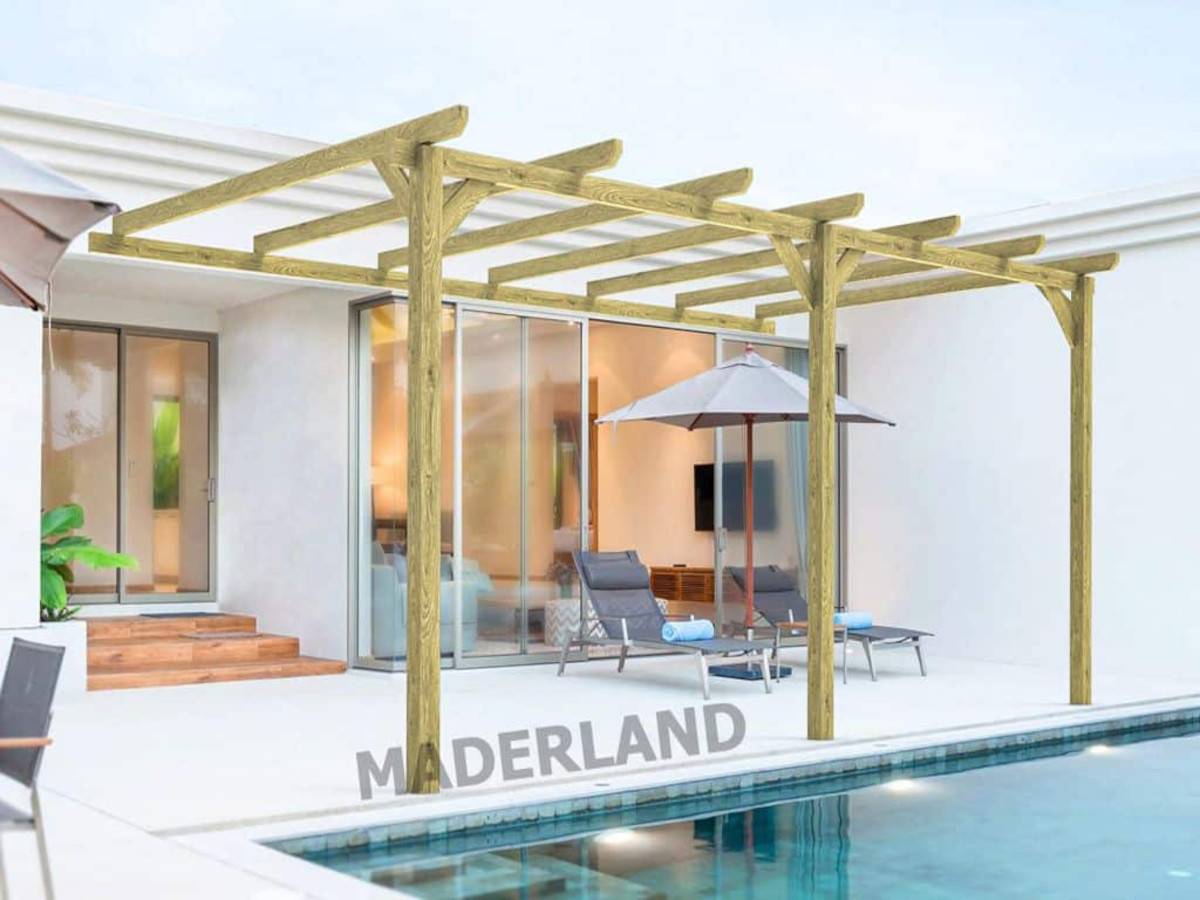 Pergola bois adossée ORLÉANS • 600x420 cm • traité • résistance élevée - Image 4