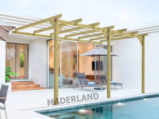 Pergola bois adossée ORLÉANS • 600x420 cm • traité • résistance élevée - Image 1