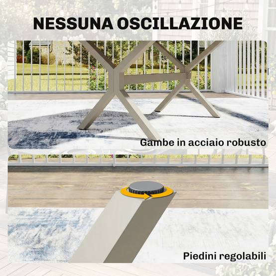 Table de jardin extensible aluminium acier 8 à 10 places effet bois gris argenté - ComfortXL Outdoor Living - Image 8