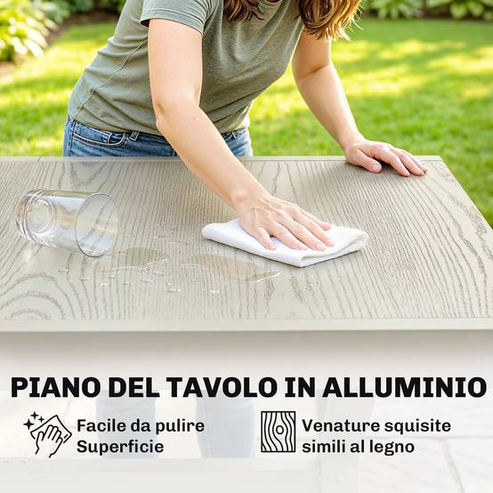Table de jardin extensible aluminium acier 8 à 10 places effet bois gris argenté - ComfortXL Outdoor Living - Image 7
