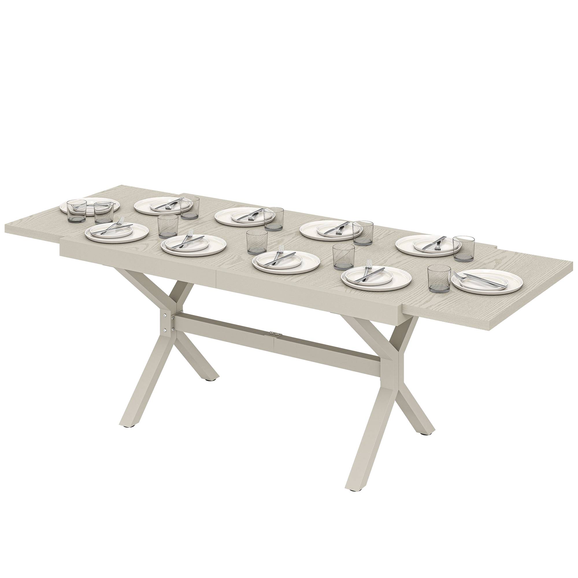 Table de jardin extensible aluminium acier 8 à 10 places effet bois gris argenté - ComfortXL Outdoor Living - Image 2