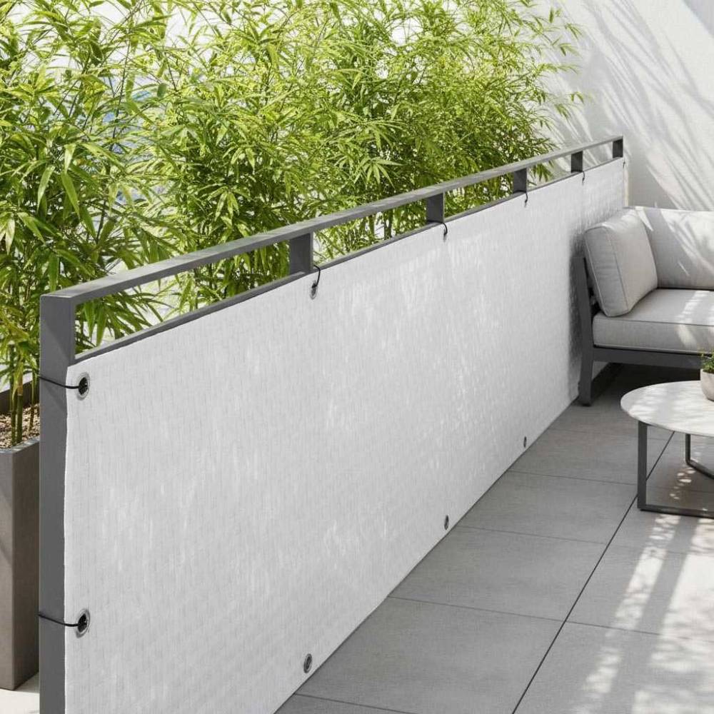 Rattan Art - Brise-vue en résine tressée avec oeillets métalliques coloris blanc 0.9 x 3 m - Imagen 2