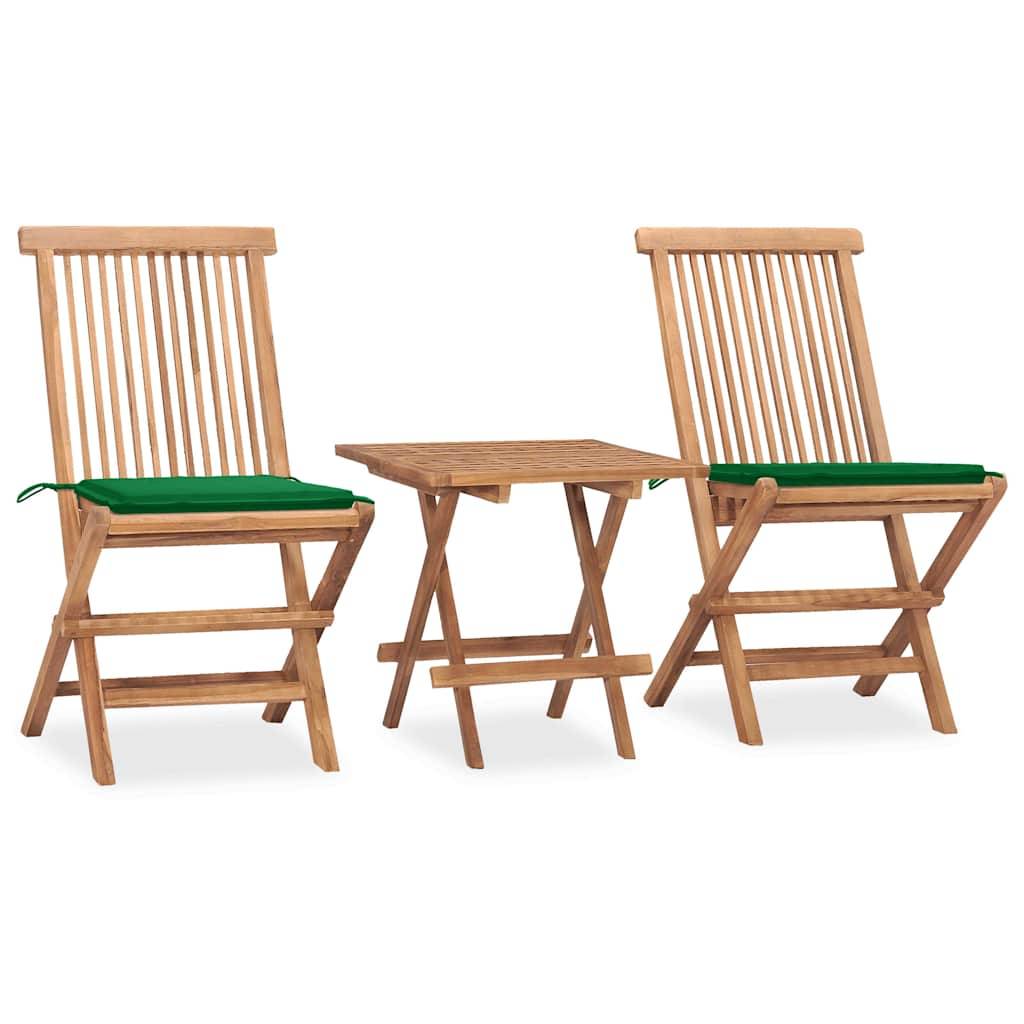 Vidaxl - Ensemble à manger d'extérieur pliable avec coussin 3 pcs-Salons de jardin Teck 155452 - Image 1