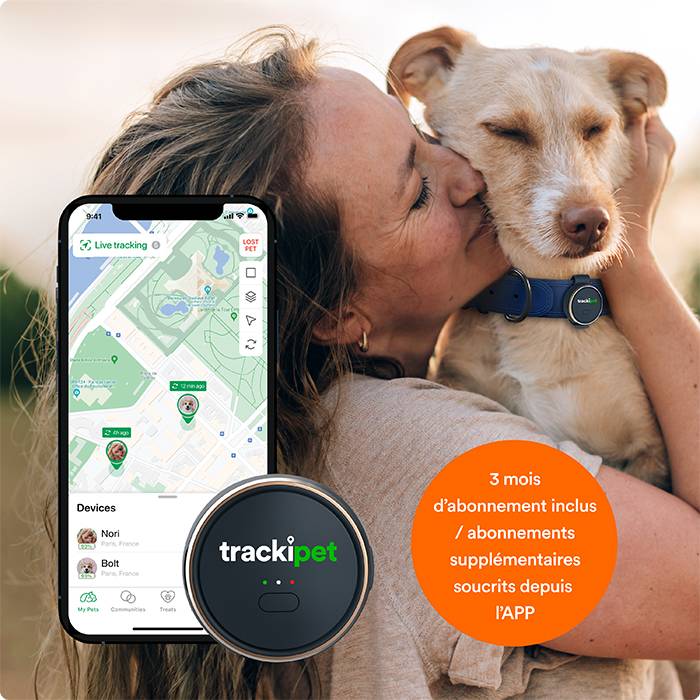 Traceur GPS Trackipet pour chiens avec abonnement Datas de 3 mois inclus - IP67 - Connectivité 24h/24 et 7j/7 - Image 2