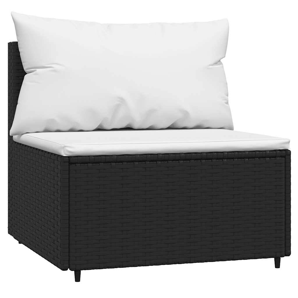 Vidaxl - Salon de jardin 3 pcs avec coussins Noir Résine tressée vidaXL 319732 - Imagen 6