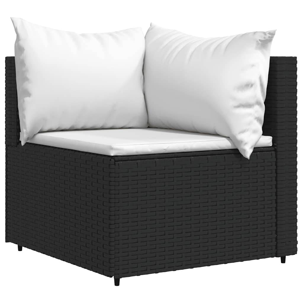 Vidaxl - Salon de jardin 3 pcs avec coussins Noir Résine tressée vidaXL 319732 - Imagen 9