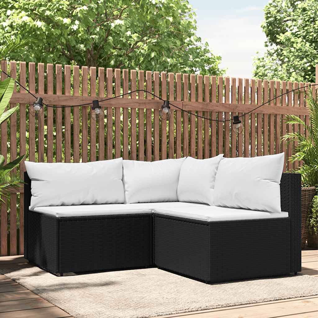 Vidaxl - Salon de jardin 3 pcs avec coussins Noir Résine tressée vidaXL 319732 - Imagen 1