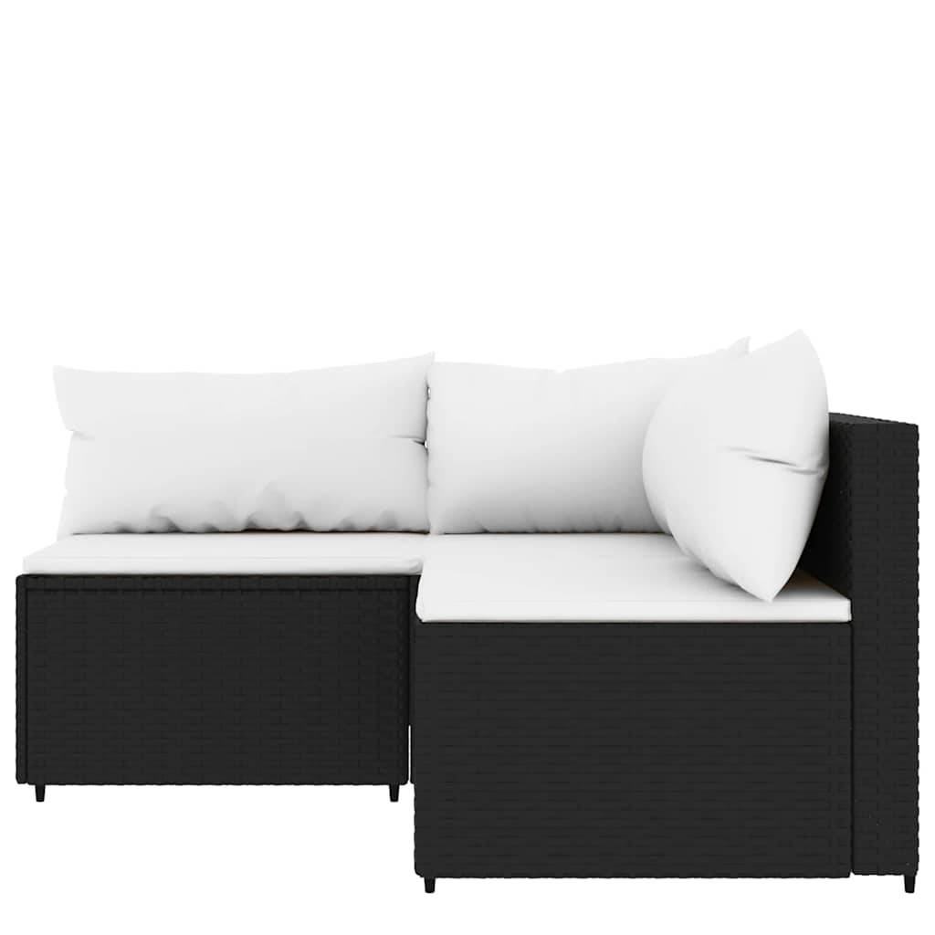 Vidaxl - Salon de jardin 3 pcs avec coussins Noir Résine tressée vidaXL 319732 - Imagen 4