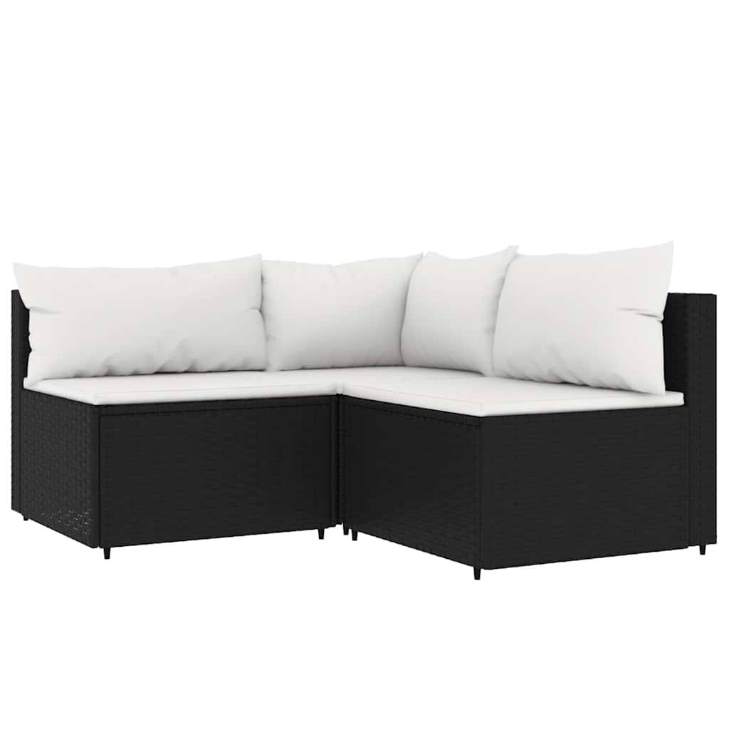 Vidaxl - Salon de jardin 3 pcs avec coussins Noir Résine tressée vidaXL 319732 - Imagen 2