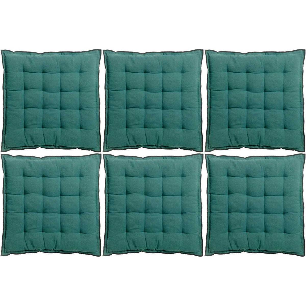 Vivaraise - Galette de chaise en coton recyclé Grace (Lot de 6) Paon - Image 1