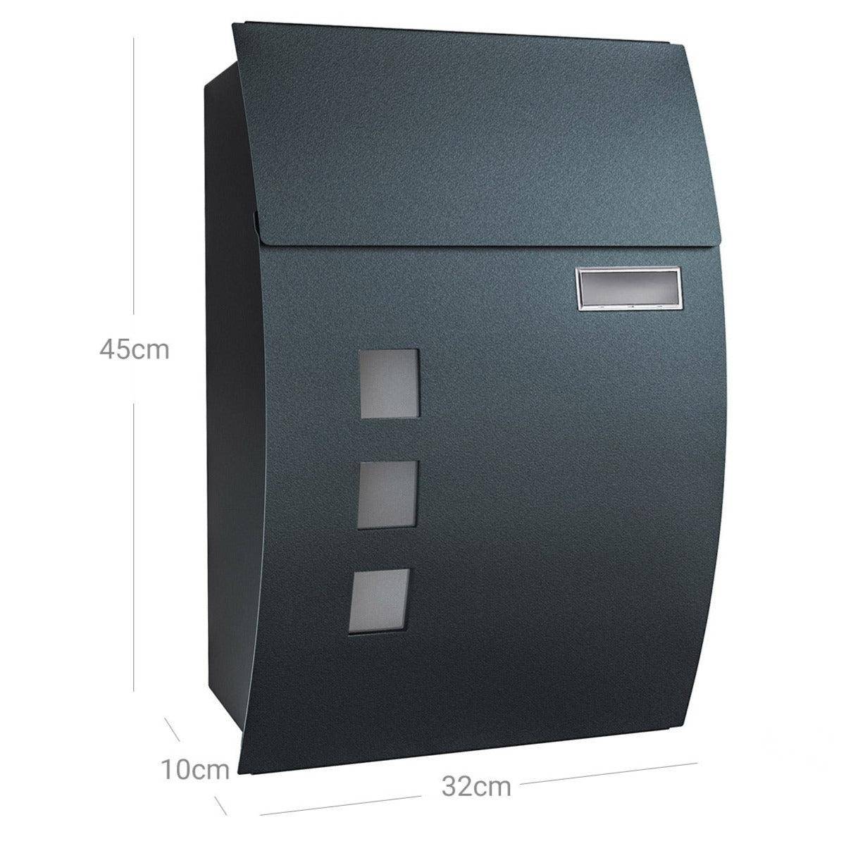 Helloshop26 - Boîte aux lettres murale avec fenêtres de visualisation emplacement pour nom 2 clés facile à installer gris anthracite - Imagen 4