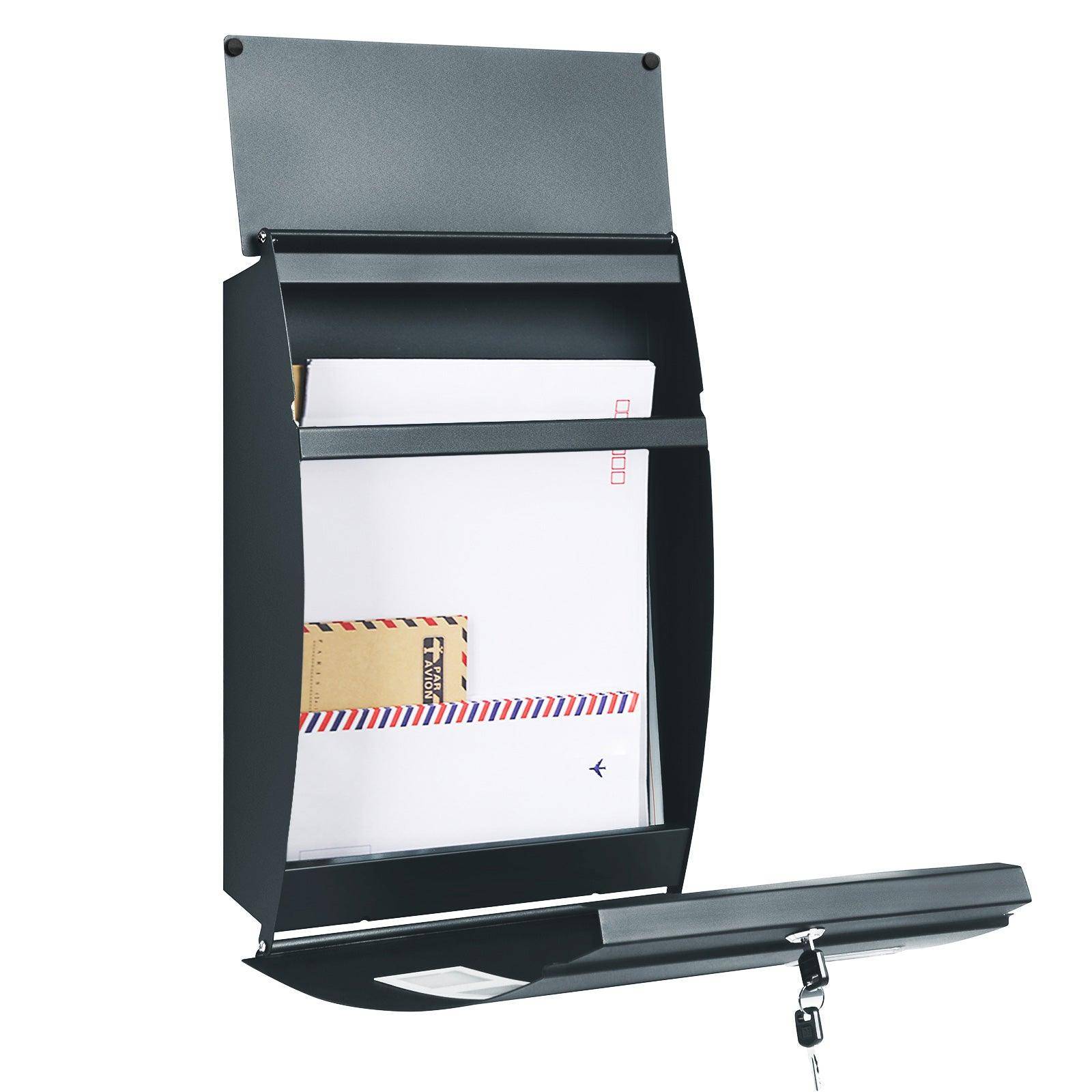 Helloshop26 - Boîte aux lettres murale avec fenêtres de visualisation emplacement pour nom 2 clés facile à installer gris anthracite - Imagen 3