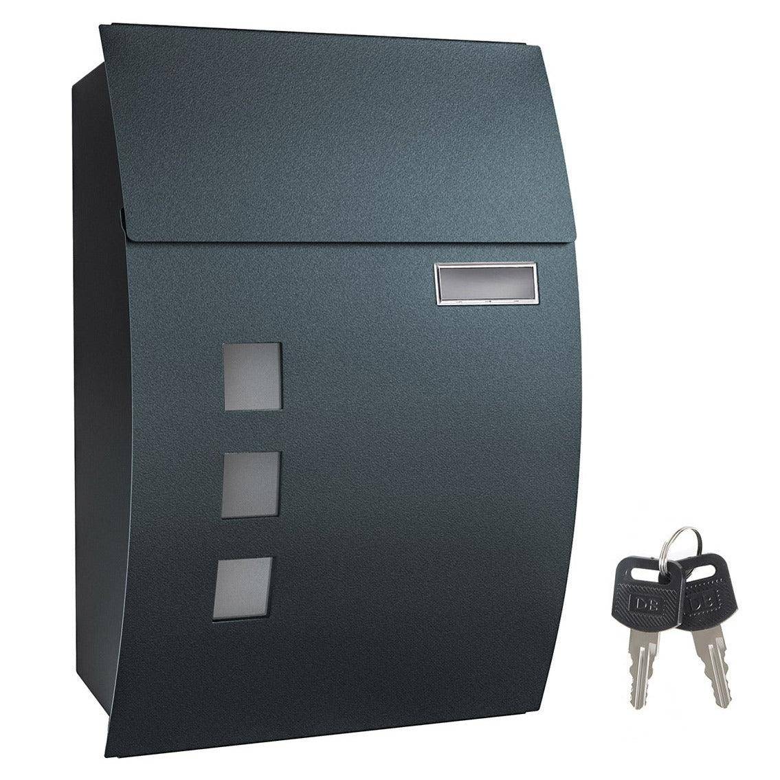 Helloshop26 - Boîte aux lettres murale avec fenêtres de visualisation emplacement pour nom 2 clés facile à installer gris anthracite - Imagen 1