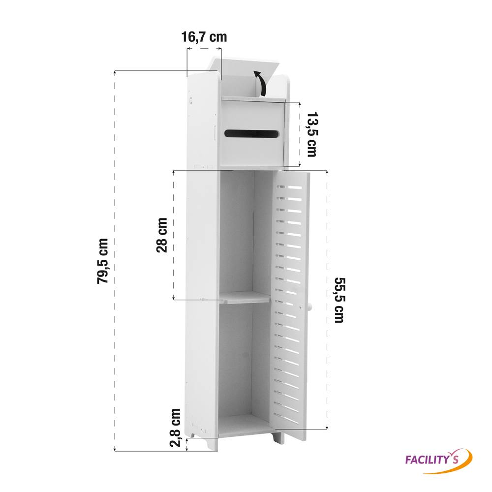 Facilitys - Meuble de rangement avec dérouleur de papier toilette - Imagen 3