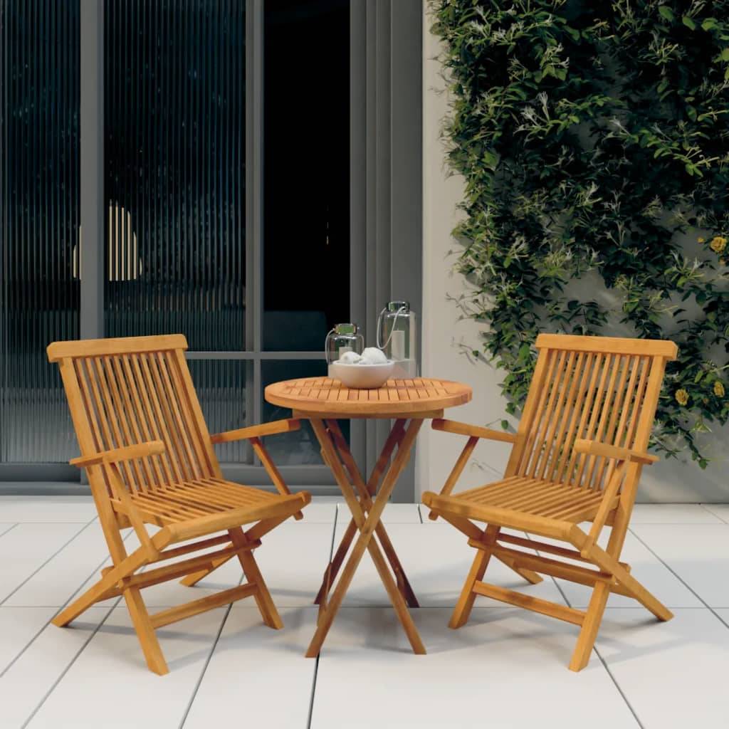 Maison Chic - Ensemble de 3 pcs table de jardin avec chaises - mobilier de jardin Bois de teck massif - Image 2