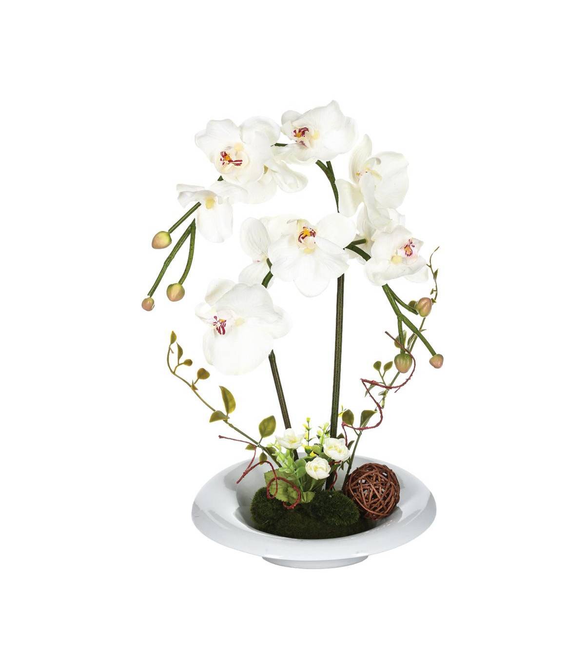 Composition florale d'Orchidées artificielles Vase en Céramique H 40 cm - Imagen 1