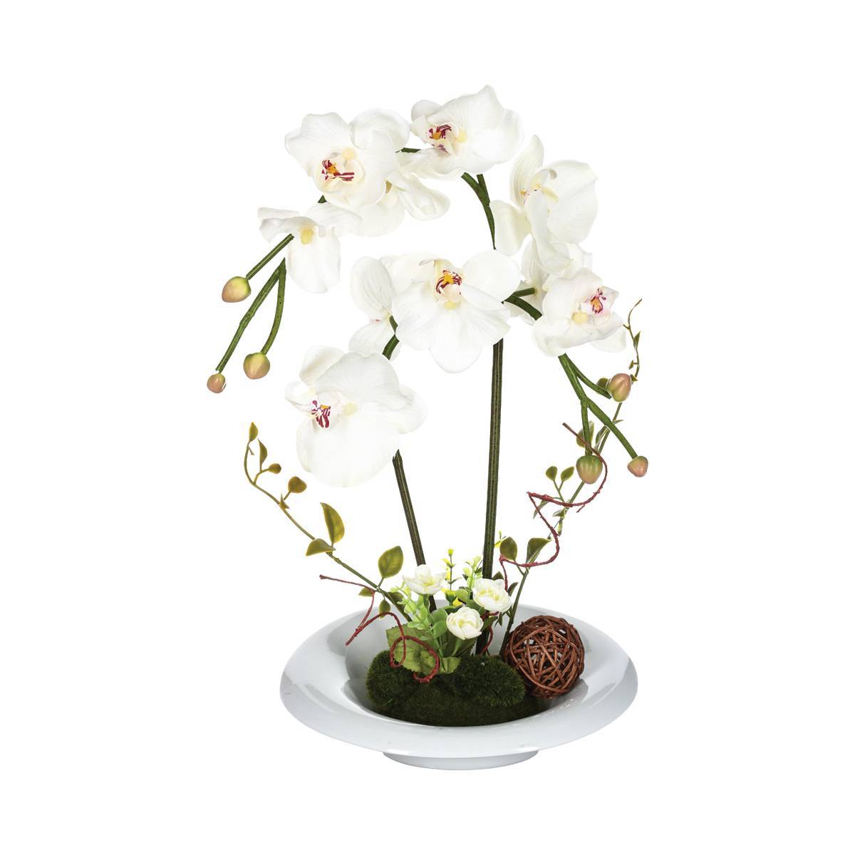 Atmosphera - Composition d'orchidées artificielles vase céramique H46cm - Atmosphera Créateur d'intérieur - Image 1