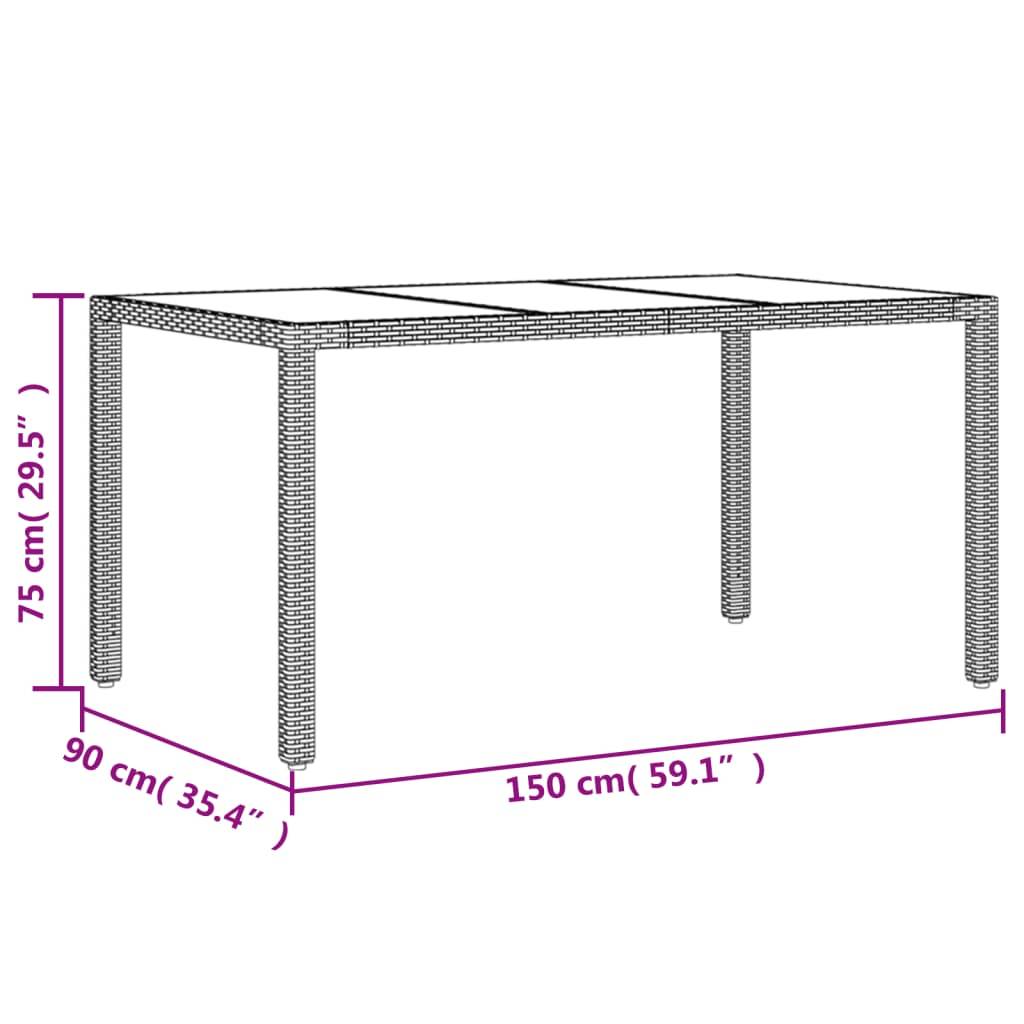 ComfortXL - Table de Jardin 150x90cm en Résine Tressée Grise, Plateau en Verre Trempé pour 6 Convives – ComfortXL Outdoor Living - Image 7