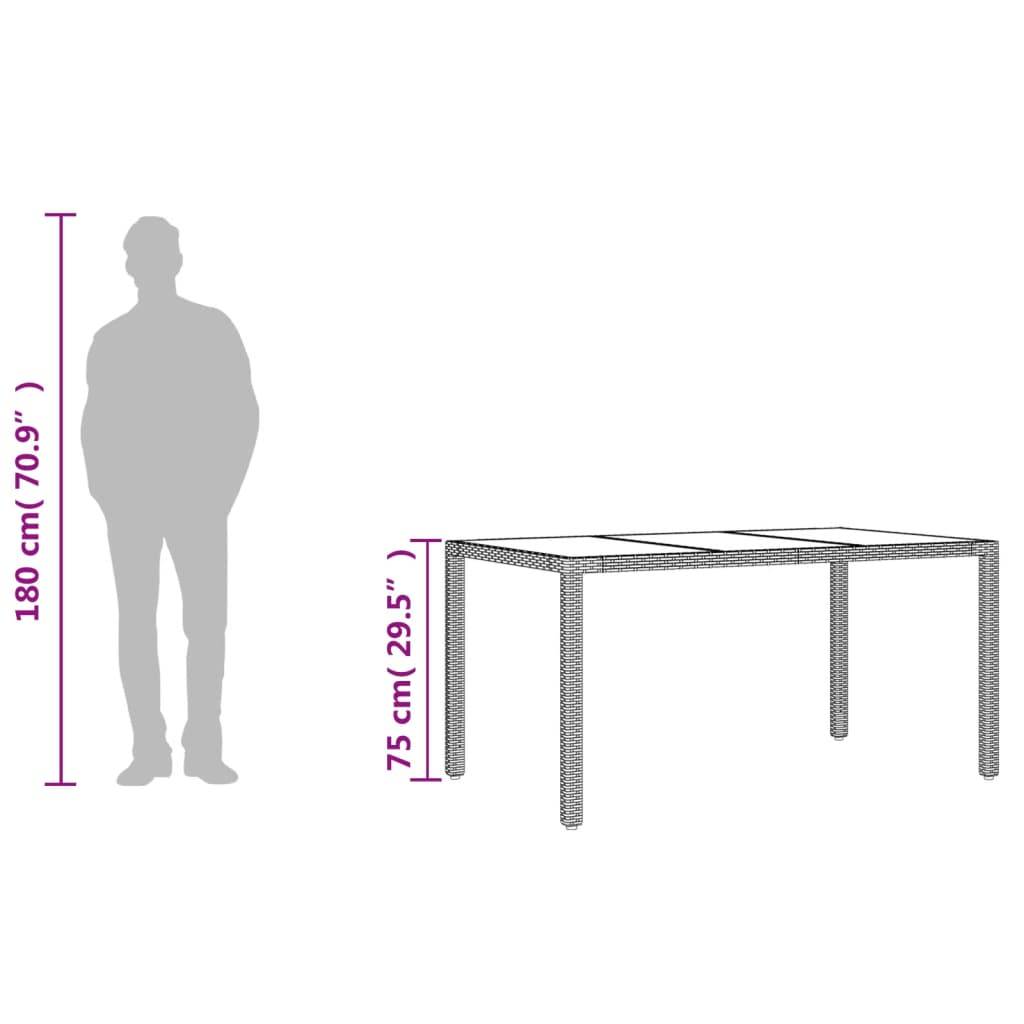 ComfortXL - Table de Jardin 150x90cm en Résine Tressée Grise, Plateau en Verre Trempé pour 6 Convives – ComfortXL Outdoor Living - Image 10