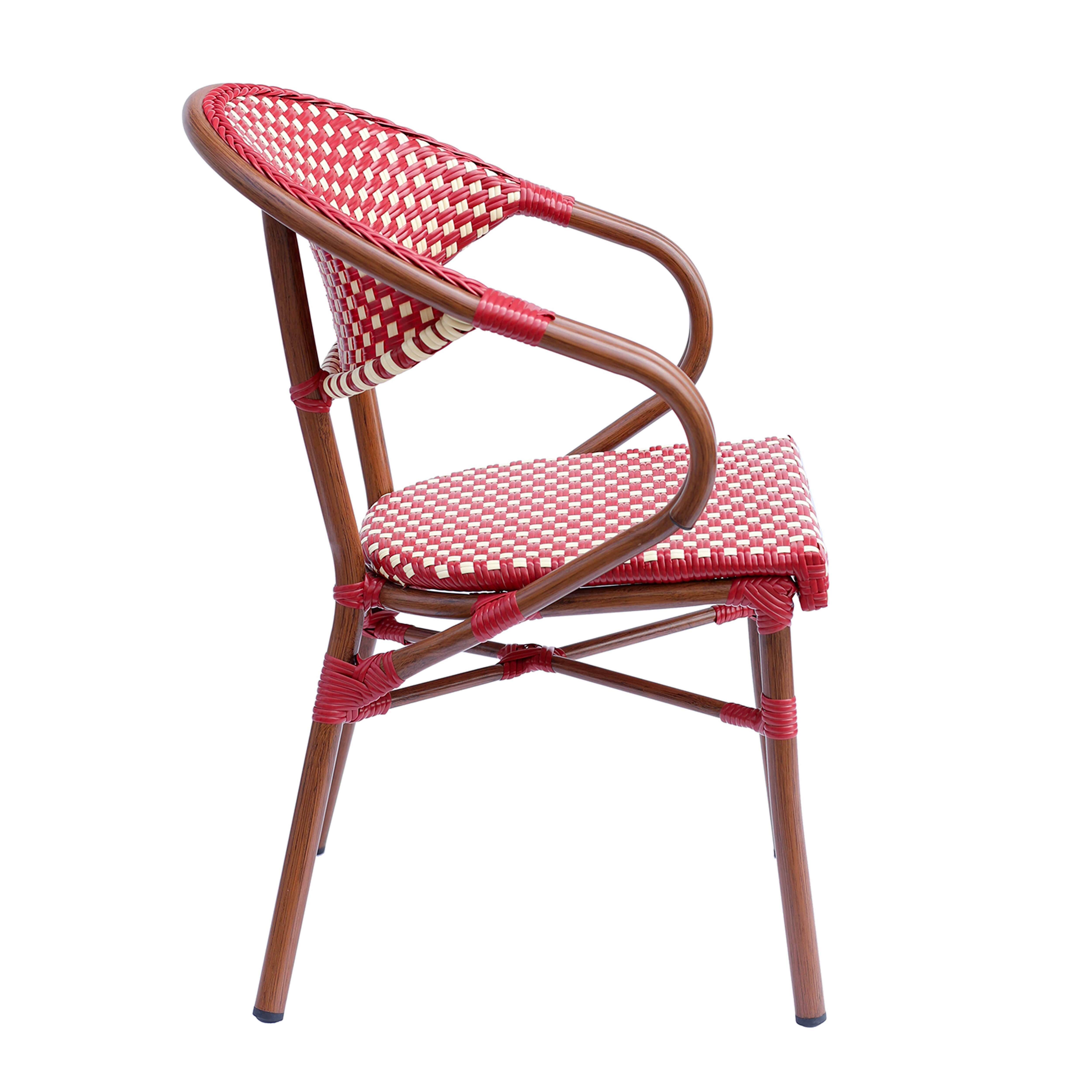 Oviala - Fauteuil de terrasse bistrot parisien en aluminium rouge Levallois - Oviala - Imagen 5