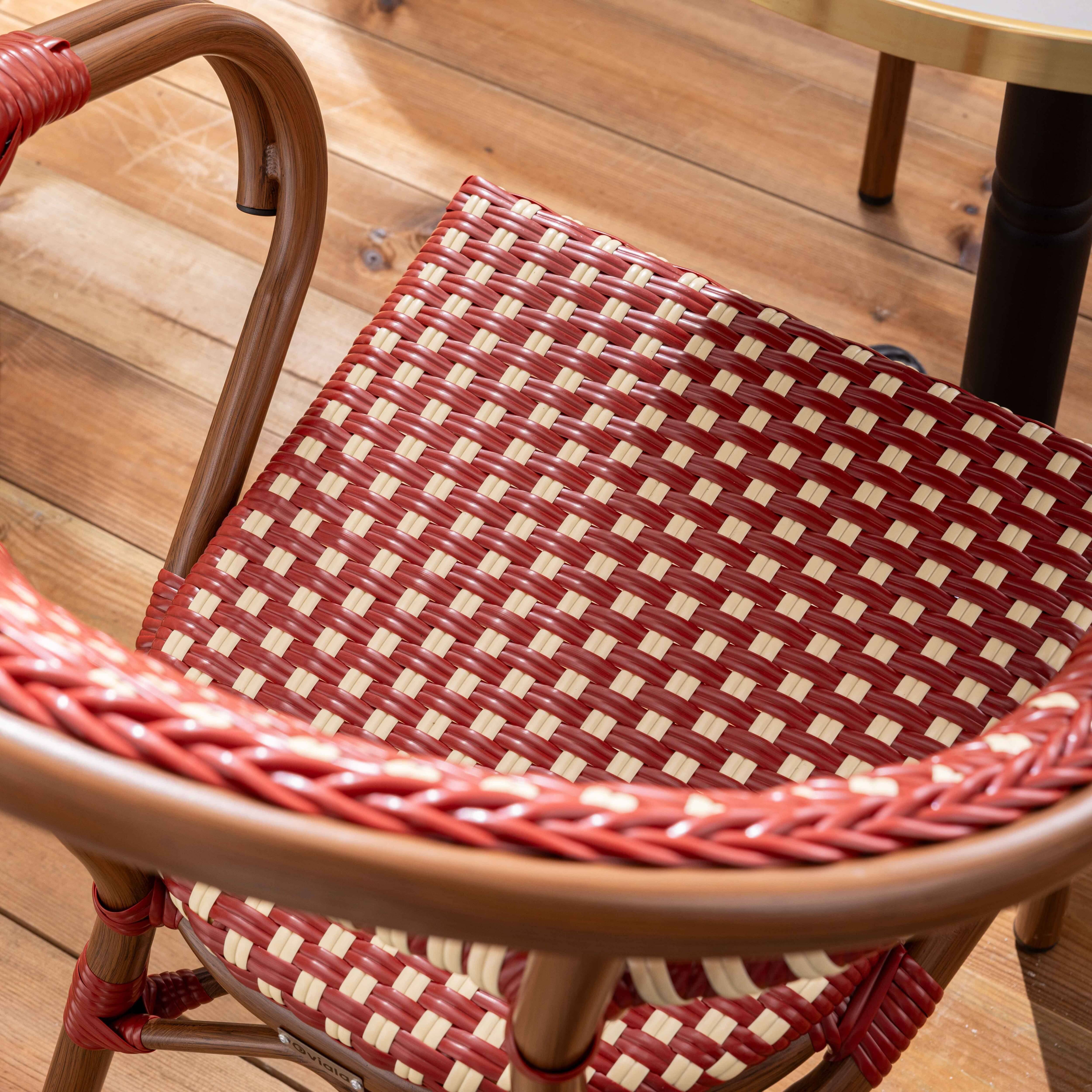 Oviala - Fauteuil de terrasse bistrot parisien en aluminium rouge Levallois - Oviala - Imagen 4