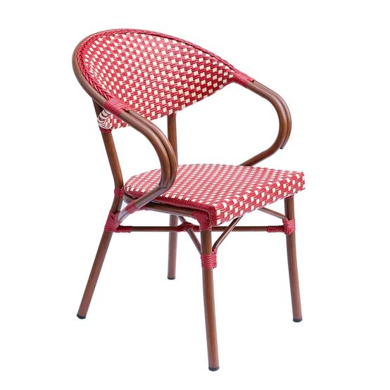 Oviala - Fauteuil de terrasse bistrot parisien en aluminium rouge Levallois - Oviala - Imagen 1