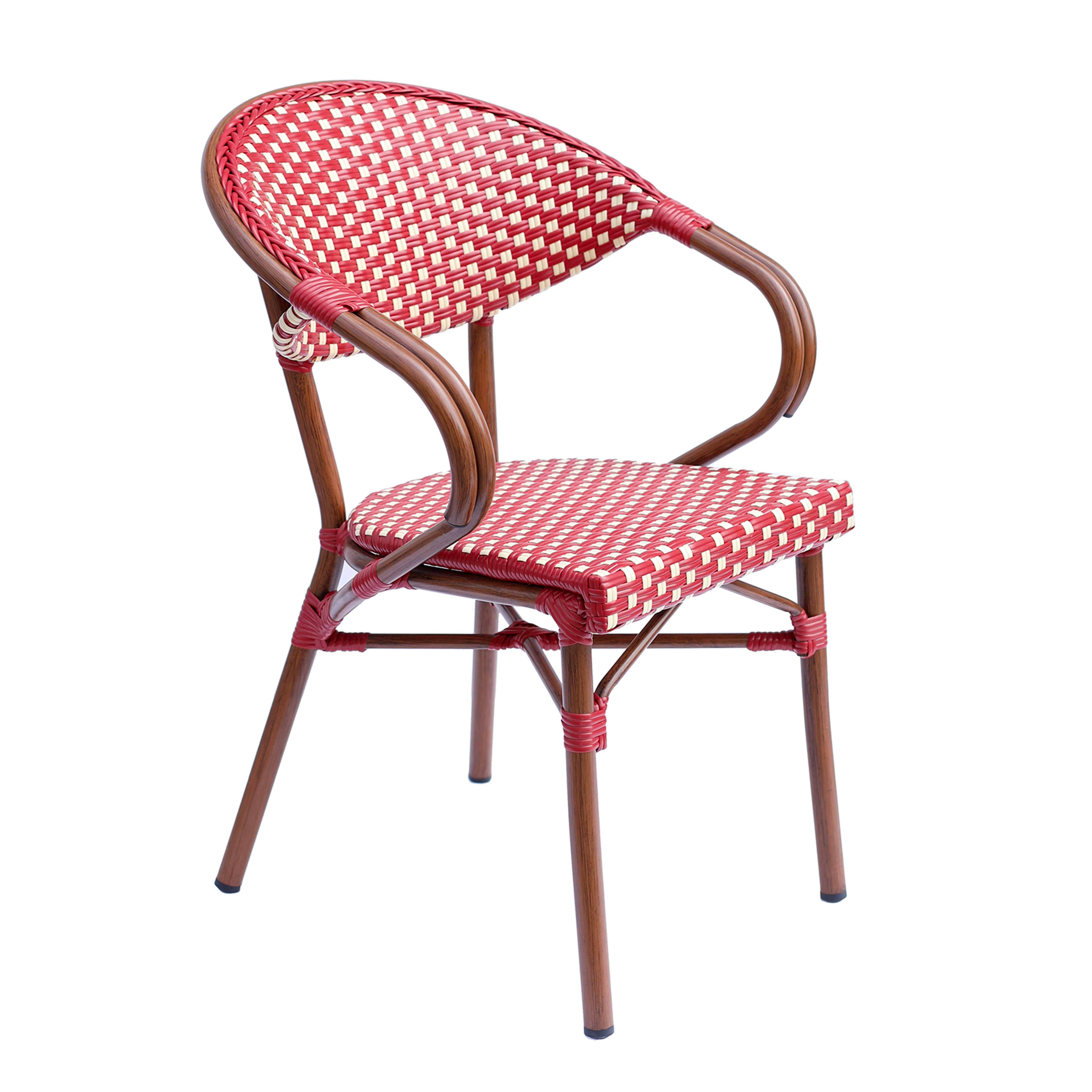 Oviala - Fauteuil de terrasse bistrot parisien en aluminium rouge Levallois - Oviala - Imagen 1