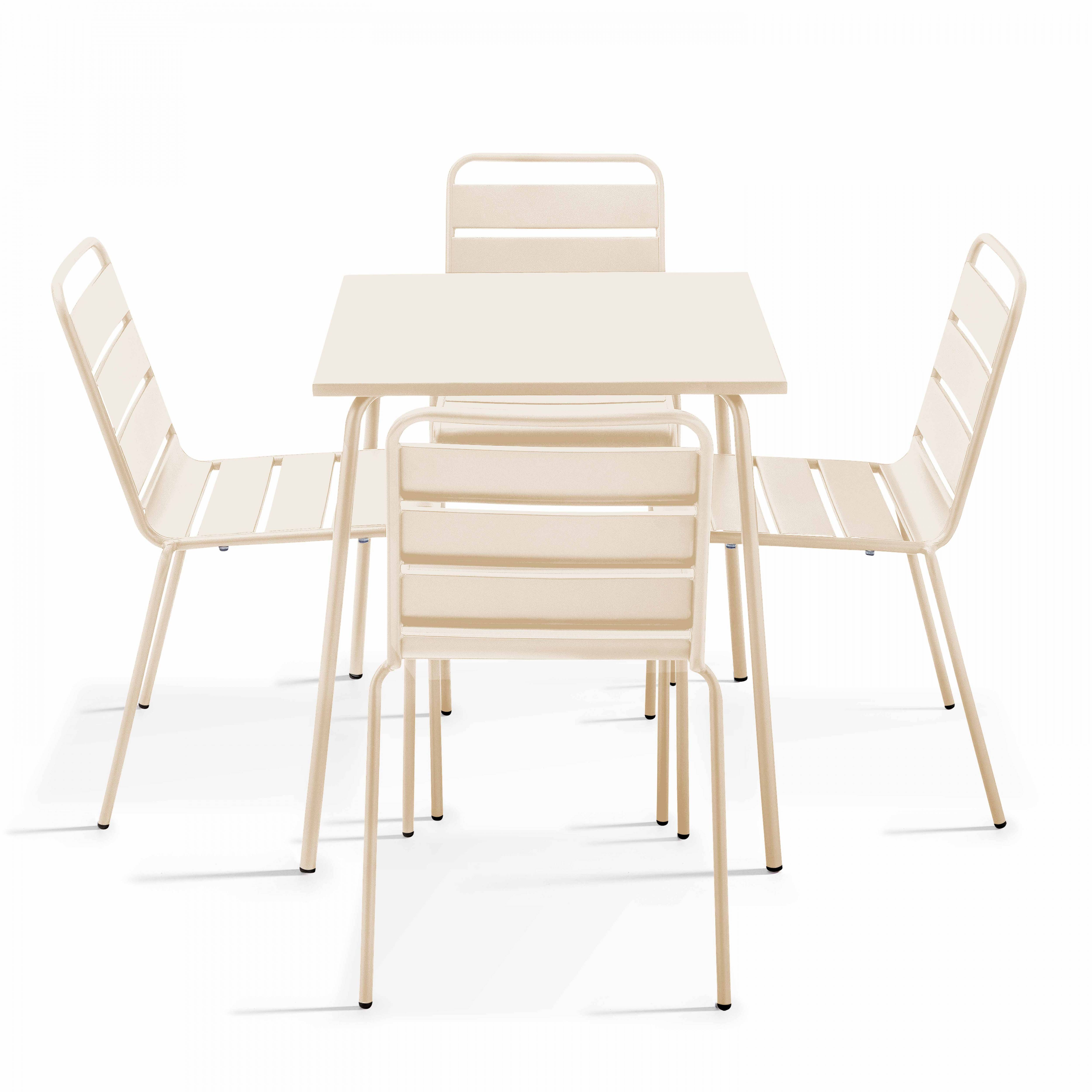 Oviala - Ensemble table de jardin et 4 chaises en métal ivoire Palavas - Oviala - Image 1