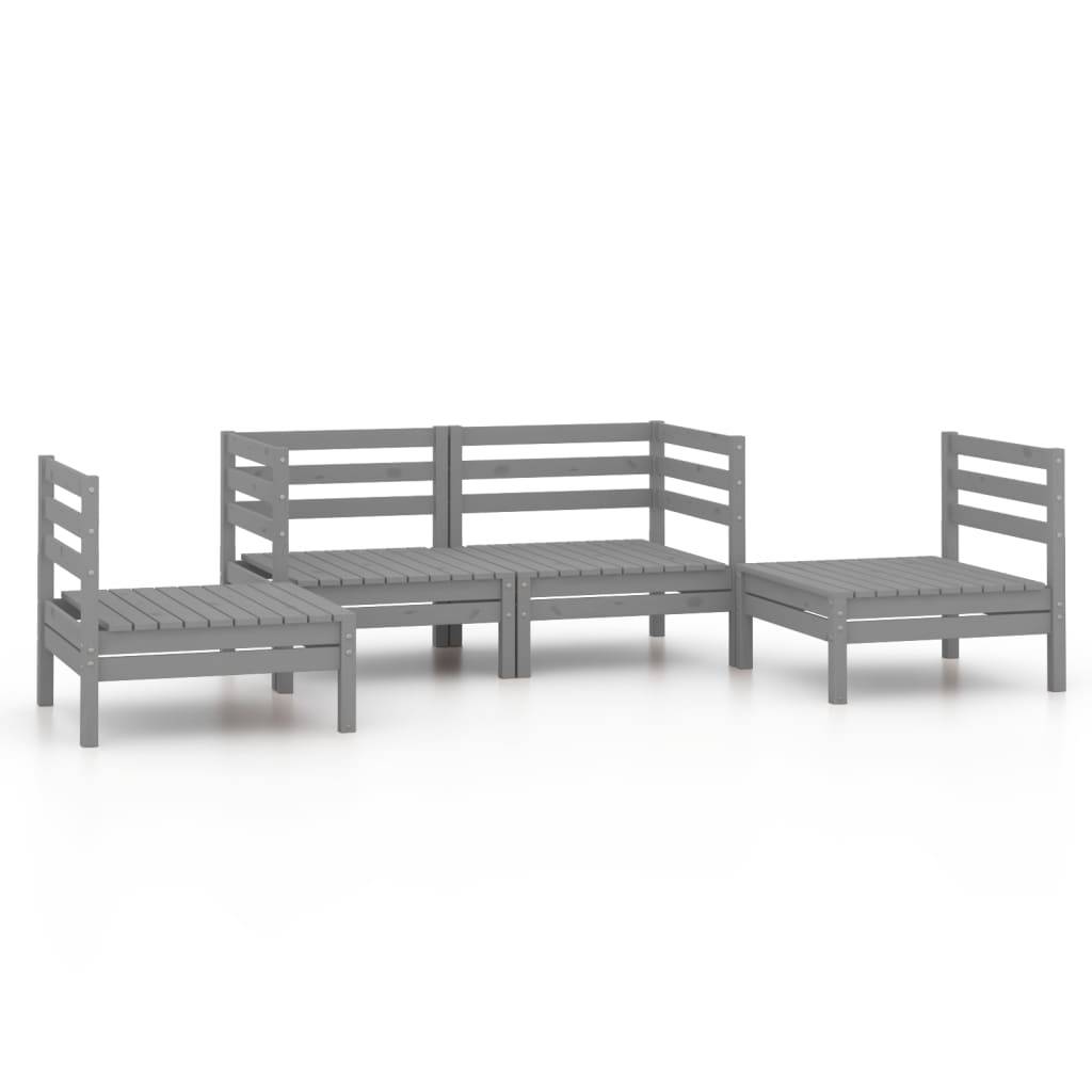 Helloshop26 - Salon de jardin meuble d'extérieur ensemble de mobilier 4 pièces gris bois de pin massif - Imagen 1