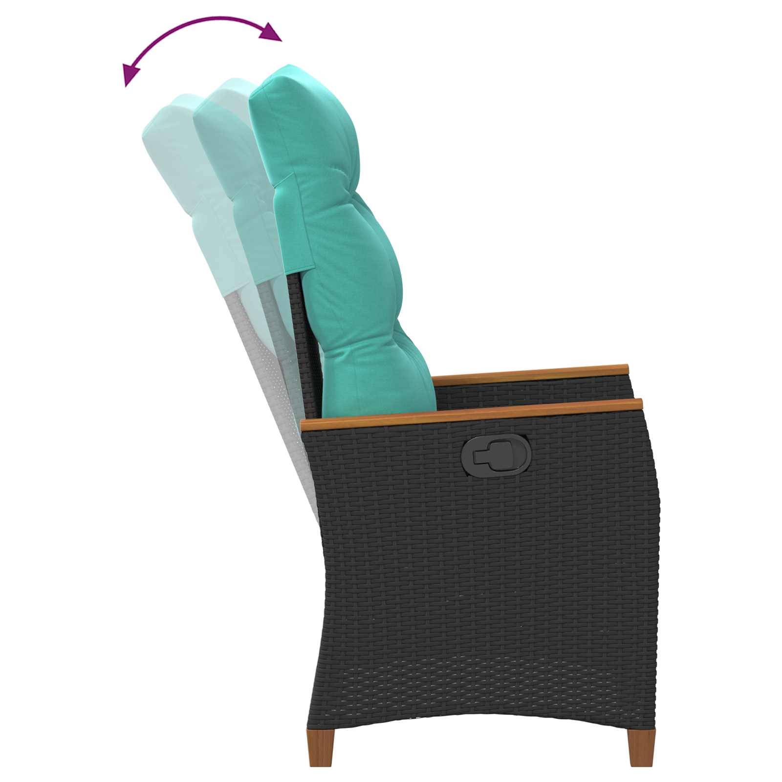 PANGIVO - Chaise de jardin inclinable Noir et turquoise 64 x 57,5 x 112 cm - PANGIVO - Image 9