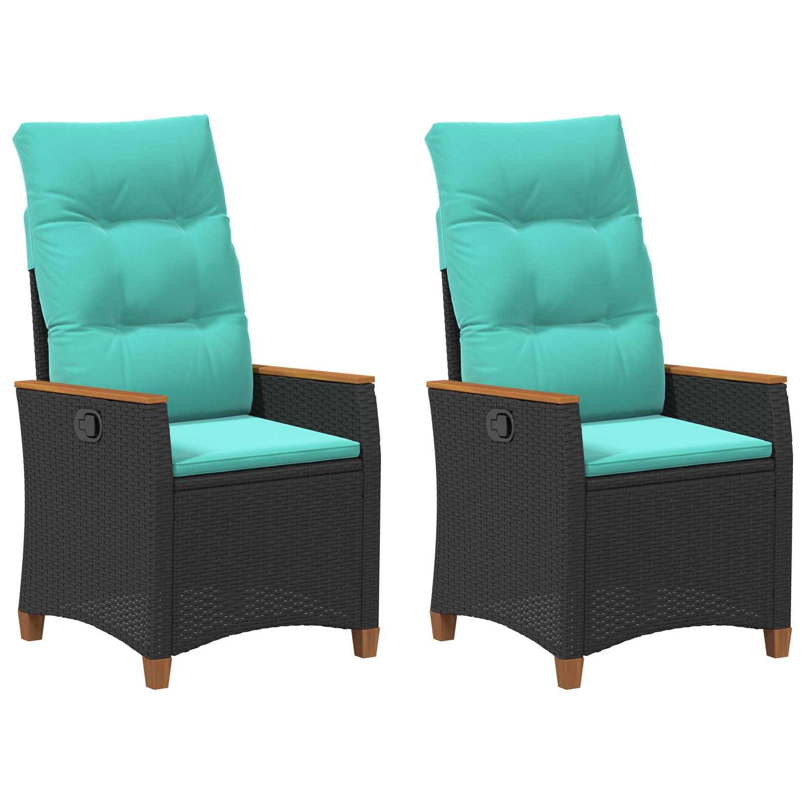 PANGIVO - Chaise de jardin inclinable Noir et turquoise 64 x 57,5 x 112 cm - PANGIVO - Image 2