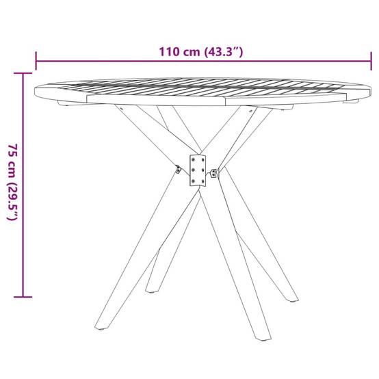 Table de jardin - Table Extérieure - Table De Patio ronde Ø85x75 cm bois d'acacia solide-JU13713 - Image 8