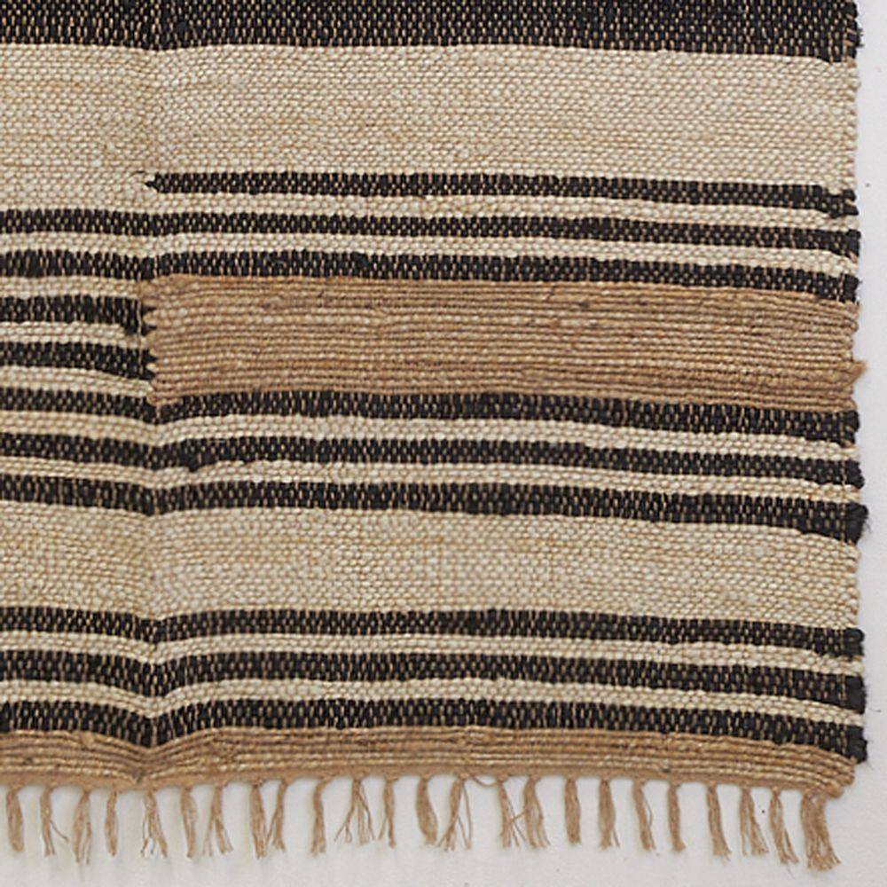 Aubry Gaspard - Tapis en jute naturel et coton naturel et teinté Ethnique Naturel et noir - 120 x 180 cm - Imagen 4