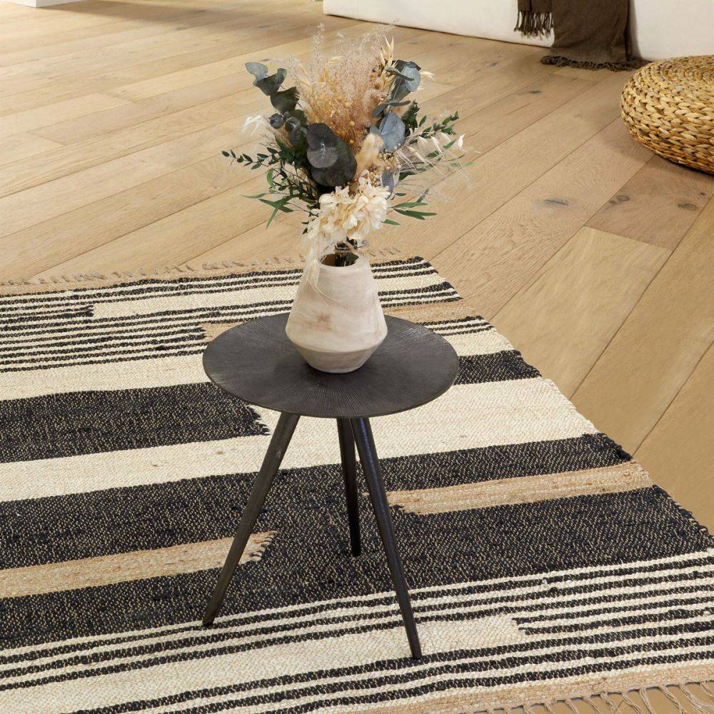 Aubry Gaspard - Tapis en jute naturel et coton naturel et teinté Ethnique Naturel et noir - 120 x 180 cm - Imagen 2
