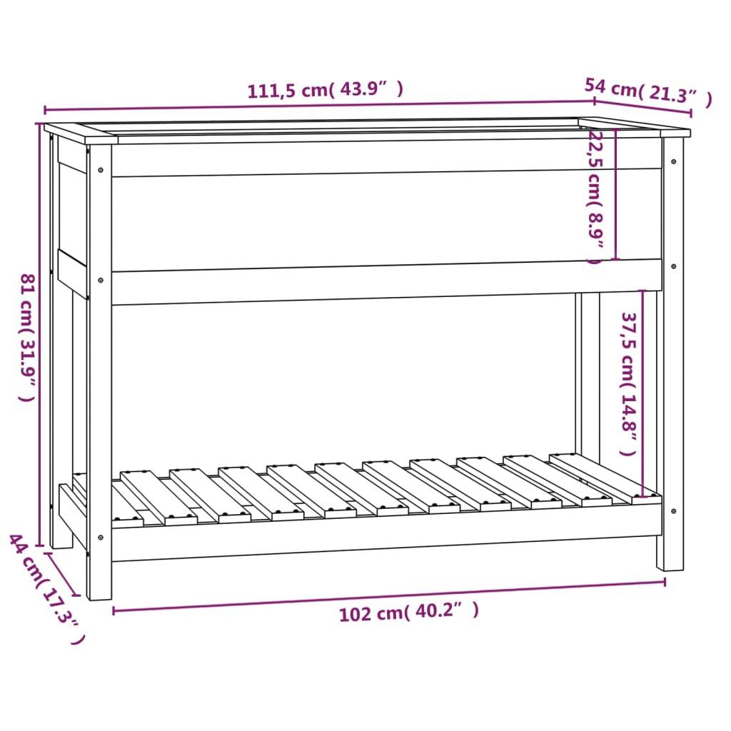 ComfortXL - Très grand carré potager bois avec étagère pour jardin Blanc 111,5cm – ComfortXL Outdoor Living - Image 8