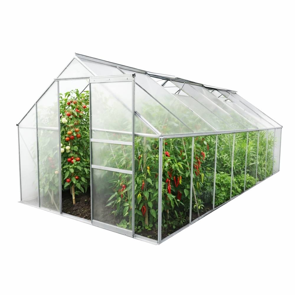 Terre Jardin - Serre de jardin 12,25 m² en aluminium avec parois polycarbonate et double porte – Terre Jardin