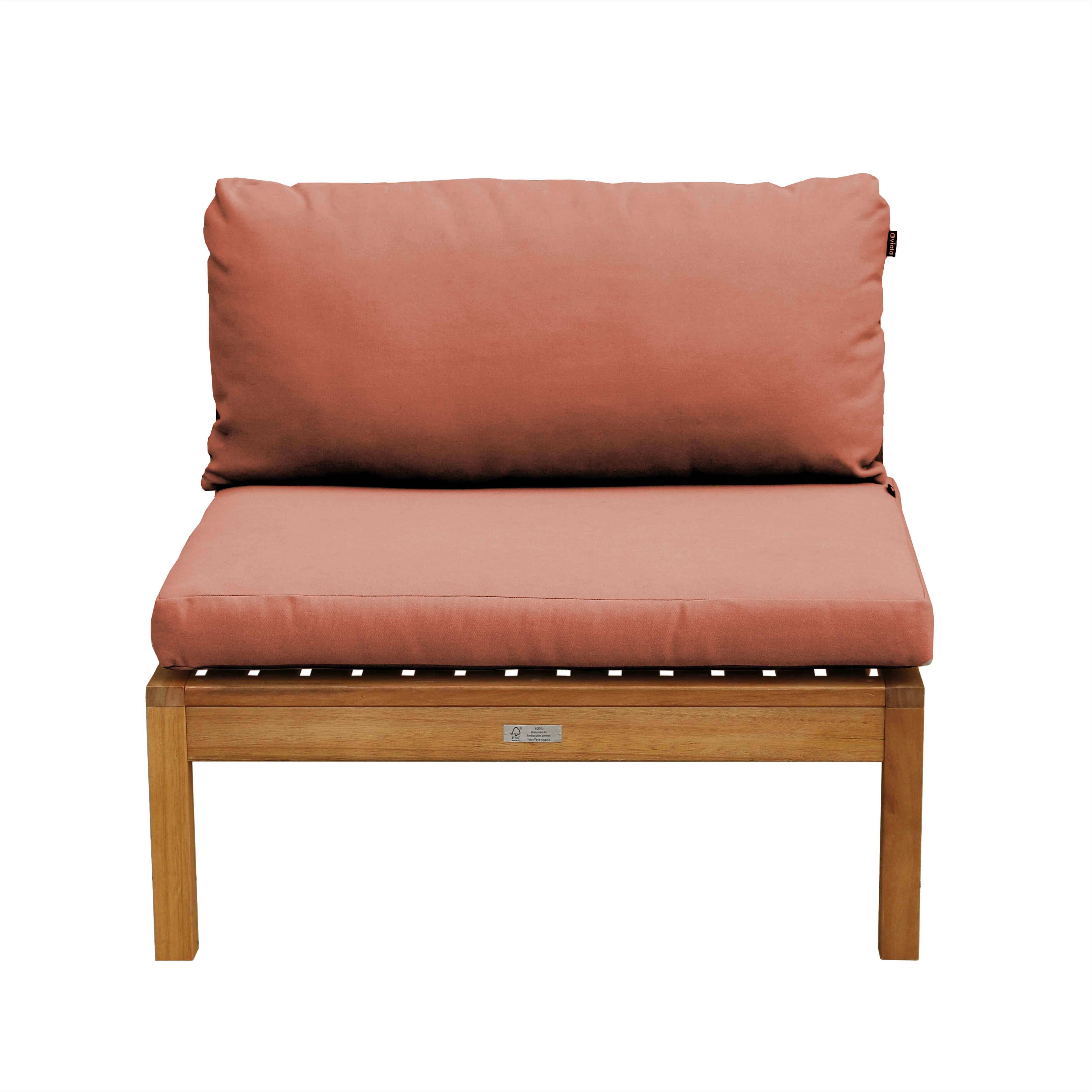 Oviala - Fauteuil de jardin bas en bois d'eucalyptus terracotta Maupiti - Oviala - Imagen 4