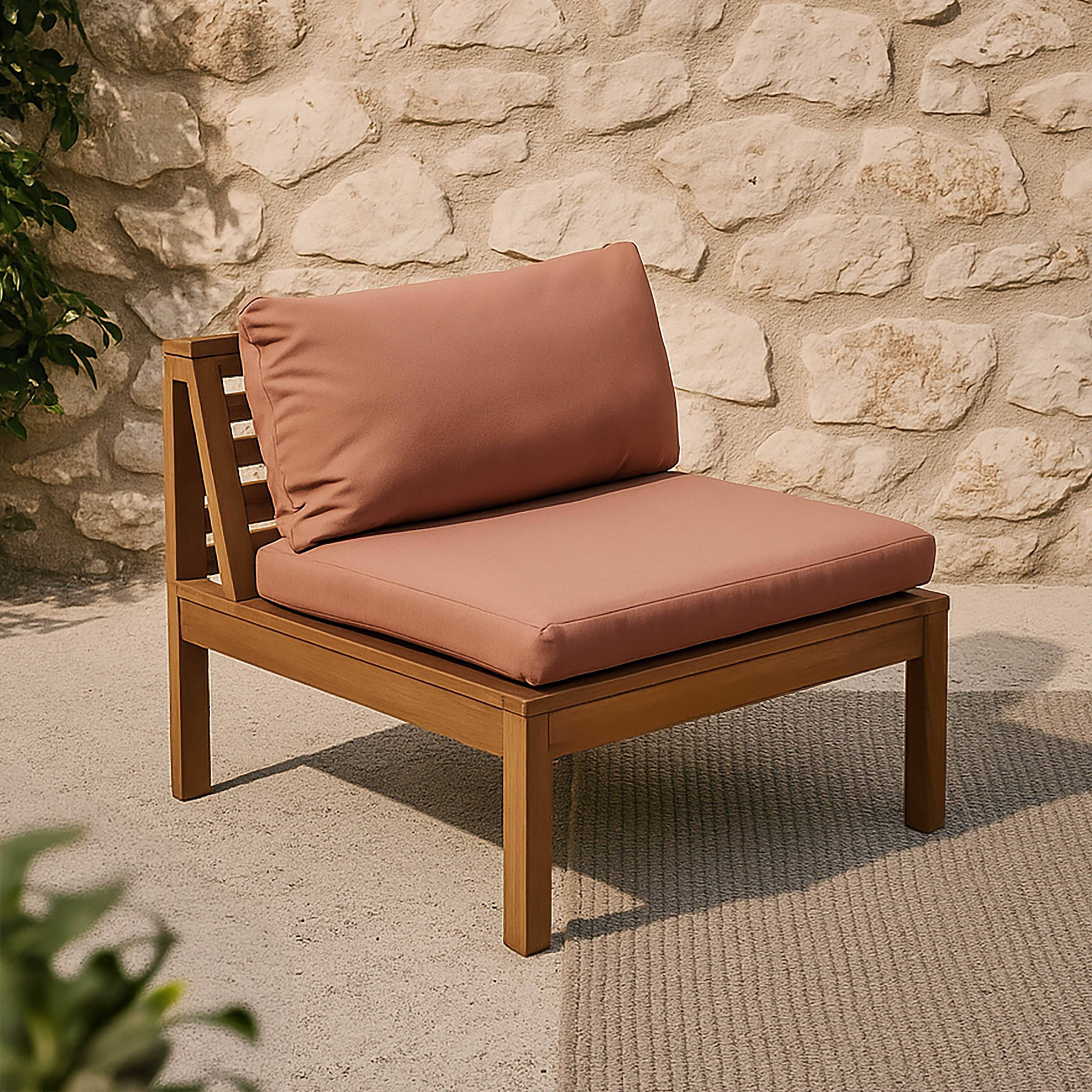 Oviala - Fauteuil de jardin bas en bois d'eucalyptus terracotta Maupiti - Oviala - Imagen 2