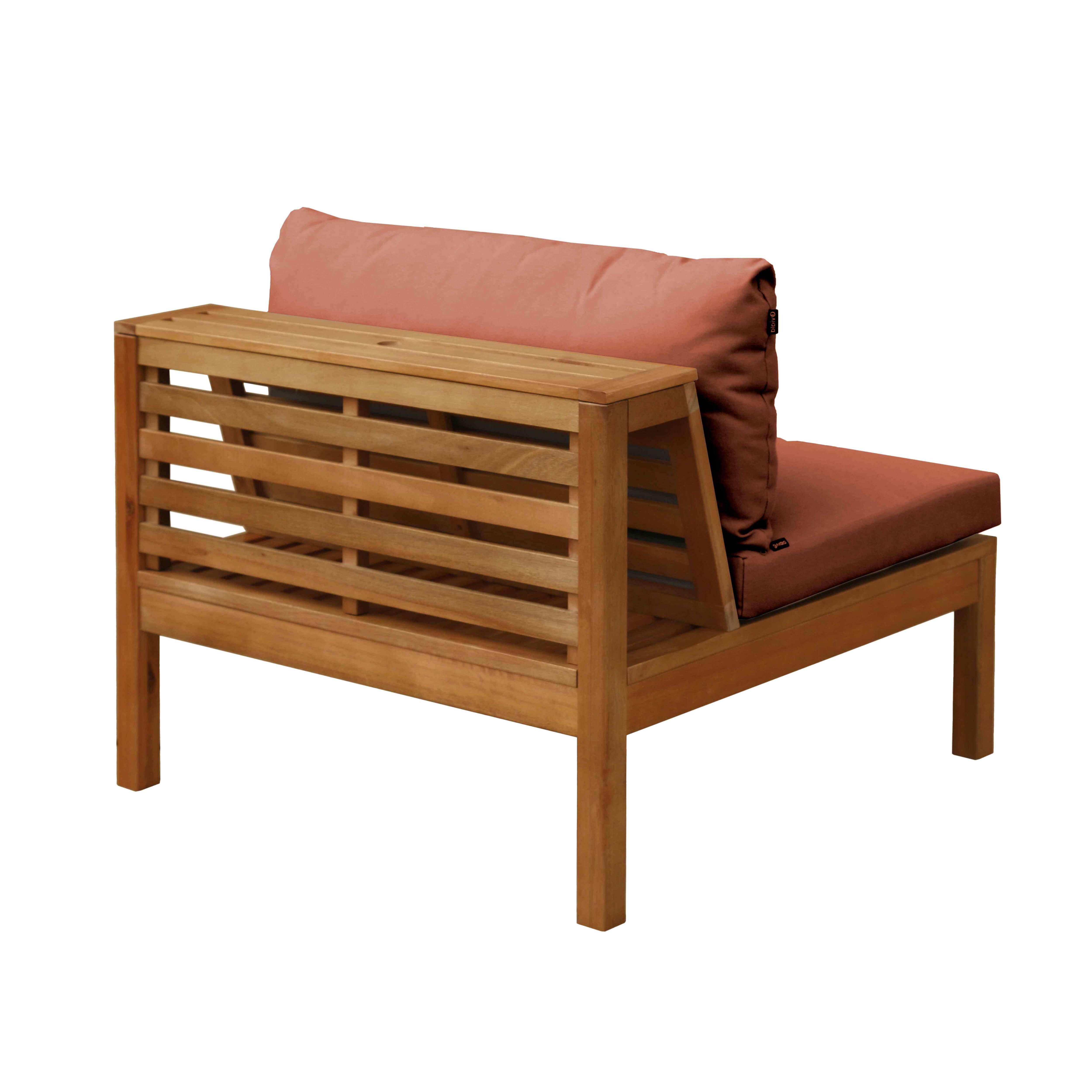 Oviala - Fauteuil de jardin bas en bois d'eucalyptus terracotta Maupiti - Oviala - Imagen 6