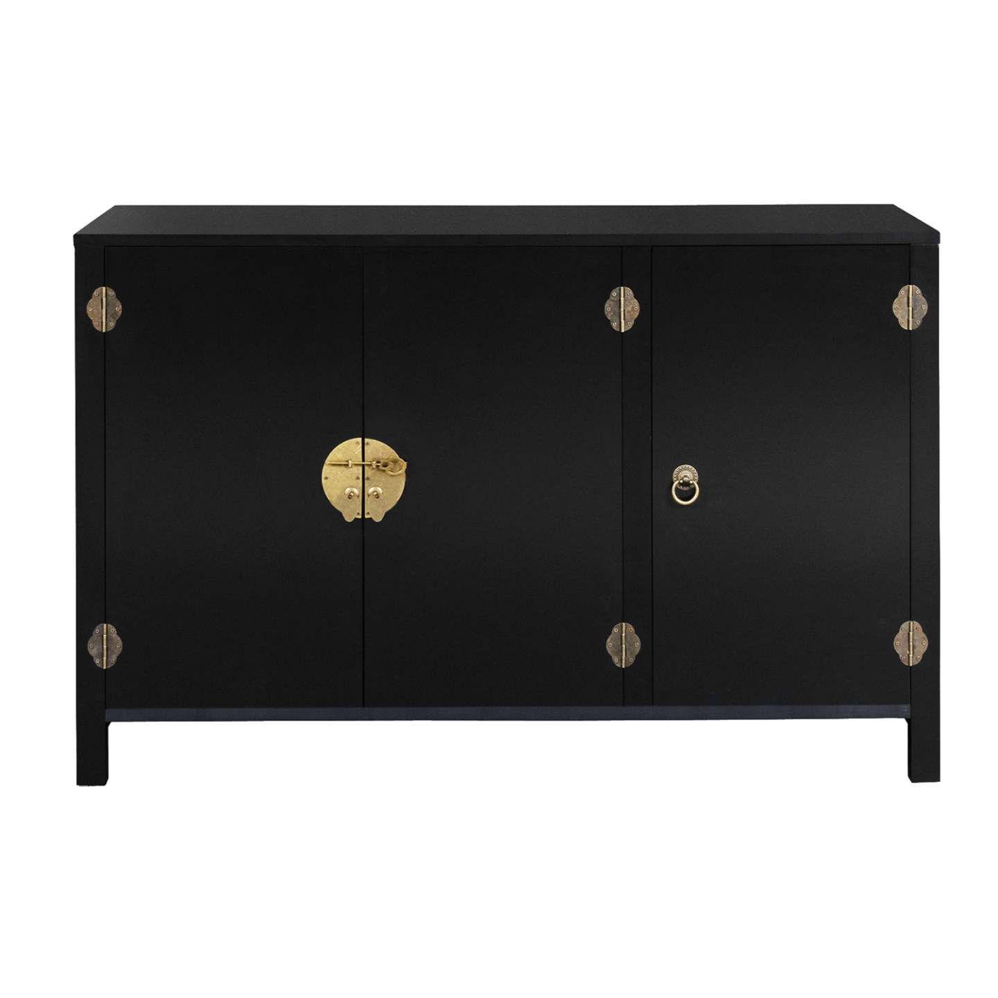 Buffet bas 110 cm YANG 3 portes bois noir - Image 3